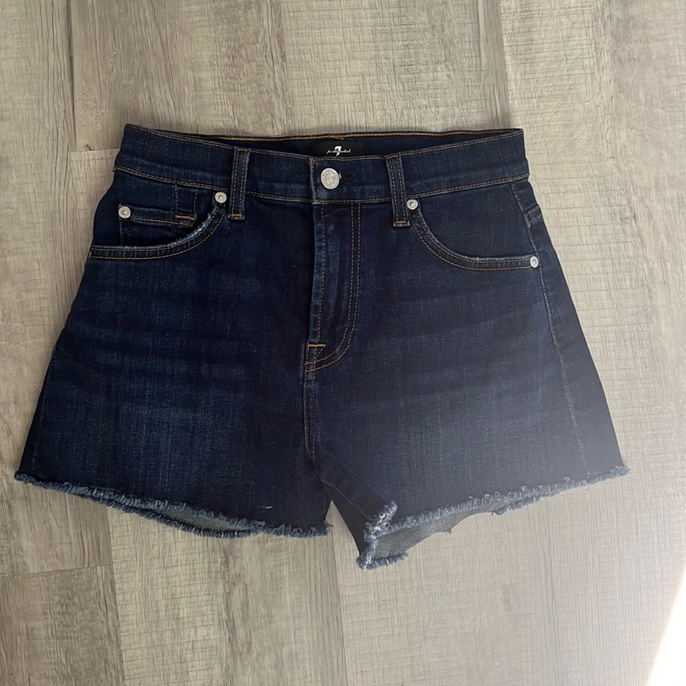 7 For All Mankind Dark Wash Denim Shorts